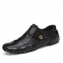 Casual Shoes - Men's Casual Breathable Leather Shoes Low-cut Fashion Driving Shoes