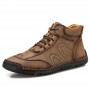 Casual Shoes - Men's Casual Leather Shoes Fashion Men's Handmade Lace-up Shoes