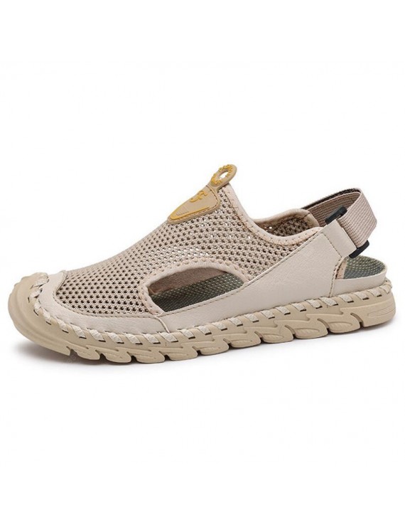 Flats & Loafers - Summer Leisure Men Breathable Hollow Mesh Sandals Large Size Trend Simple Mesh Shoes