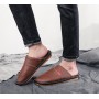 Haining Leather Leather Autumn And Winter Home Cotton Slippers With Non-slip Waterproof Heavy-bottomed Men And Women Warm Shoes Care