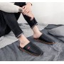 Haining Leather Leather Autumn And Winter Home Cotton Slippers With Non-slip Waterproof Heavy-bottomed Men And Women Warm Shoes Care
