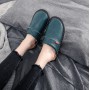 Haining Leather Leather Autumn And Winter Home Cotton Slippers With Non-slip Waterproof Heavy-bottomed Men And Women Warm Shoes Care