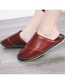 Winter Models Solid Color Leather Shoes, Home Slippers Tendon At The End Of Chinese Youth Aged Middle-aged Slippers