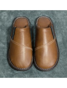 Winter Neutral Cowhide Leather Slippers For Men And Women Young Middle-aged Chinese-style Jacket Elderly Baotou Toe Slippers