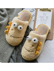 Big Eyes Cute Cotton Slippers Female Autumn And Winter Plush Cotton Trailer Home Home Warm Winter Male Couple Slip