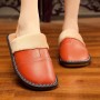 Leather Slippers Men And Women Home Home Cotton Slippers Non-slip Heavy-bottomed Leather Warm Leather Slippers Home Floor