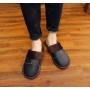 Leather Slippers Men And Women Home Home Cotton Slippers Non-slip Heavy-bottomed Leather Warm Leather Slippers Home Floor