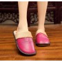 Leather Slippers Men And Women Home Home Cotton Slippers Non-slip Heavy-bottomed Leather Warm Leather Slippers Home Floor