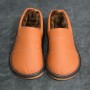 Simple And Comfortable Winter Home Solid Color Neutral Leather Slippers Chinese Slippers First Layer Of Leather Slippers