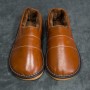 Simple And Comfortable Winter Home Solid Color Neutral Leather Slippers Chinese Slippers First Layer Of Leather Slippers