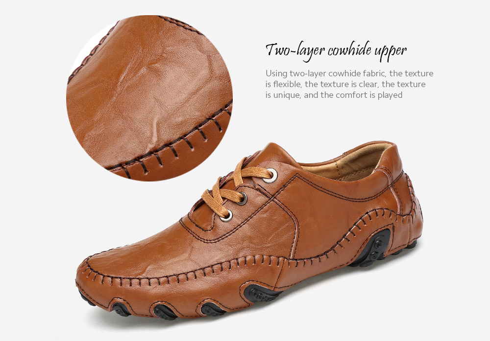 Men's Casual Leather Shoes Soft Bottom Fashion Driving Shoes - Stripped Soil 44