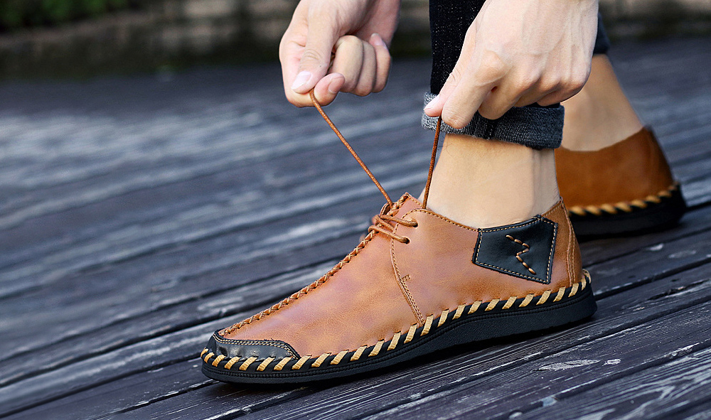 Men's Leather Breathable Lazy Casual Single Shoes Rubber Bag Skates - Red Brown 12139 42