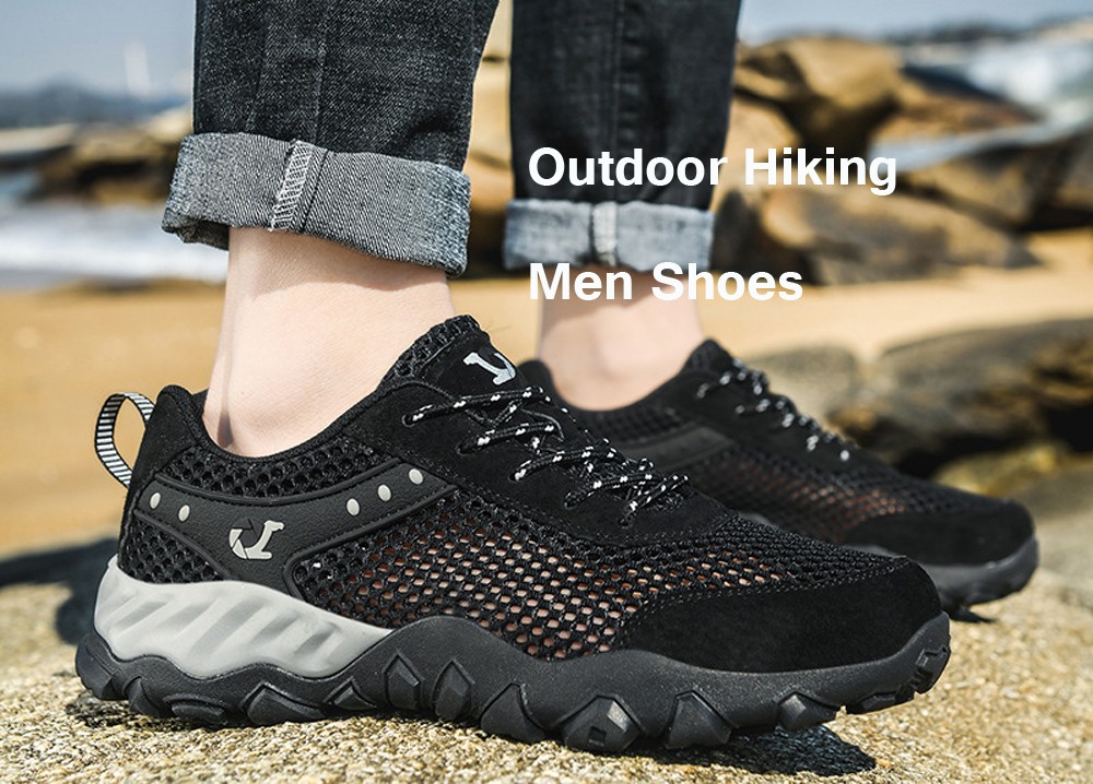 Large Size Men Shoes Fashion Trend Outdoor Running Hiking Footwear Breathable Mesh Wading Shoes - Brown EU 42