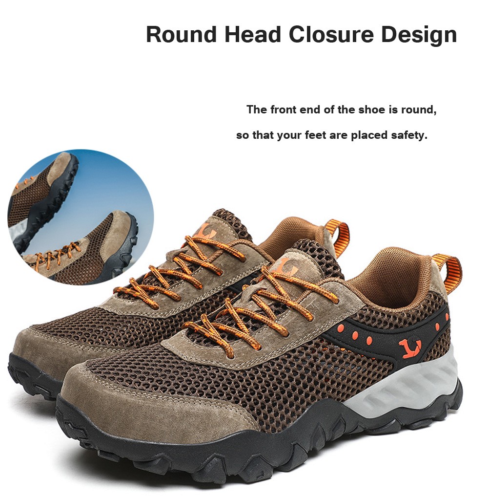 Large Size Men Shoes Fashion Trend Outdoor Running Hiking Footwear Breathable Mesh Wading Shoes - Brown EU 42