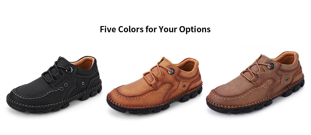 Men's Casual Shoes Summer Outdoor Shoes Tooling Shoes Handmade Leather Stitching Men's Large Size - Golden 40