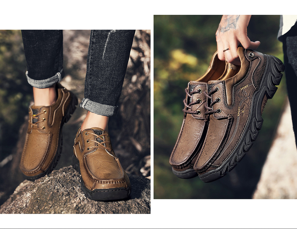 Men's British Solid Color Casual Shoes Low Help Outdoor Equipment - Khaki 43