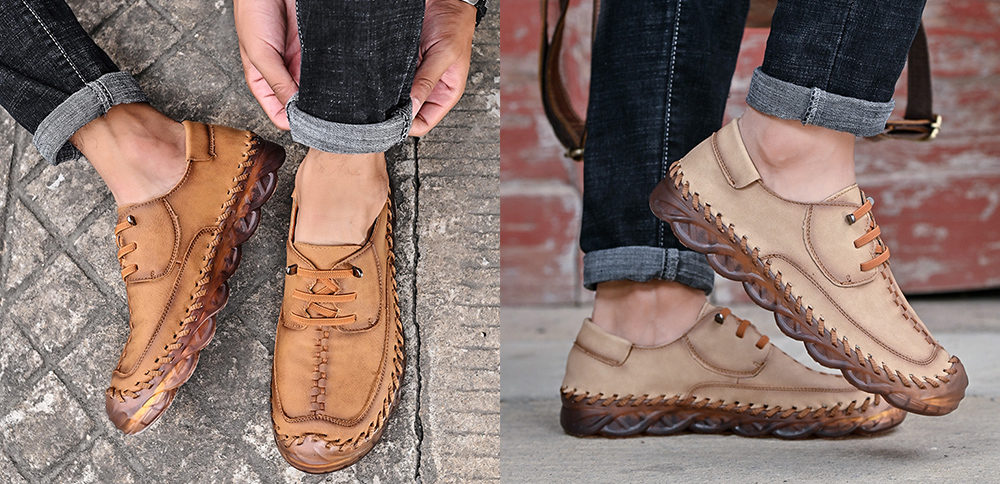 Spring Large Size Handmade Shoes Men's Breathable Trend Peas Shoes Thick Bottom All-match Casual Shoes - Green 587 38