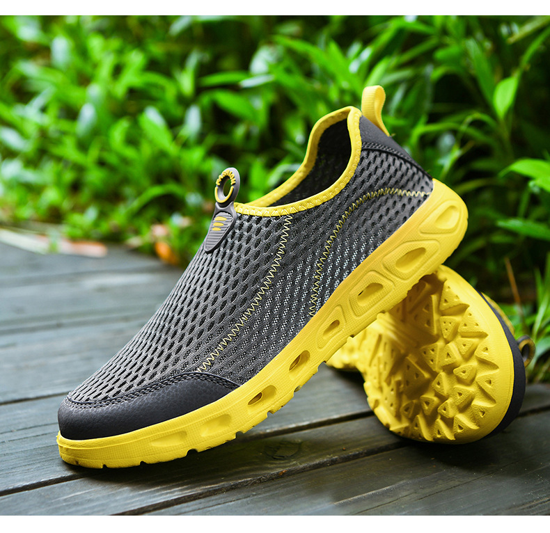 Men Sports Mesh Shoes Large Size Breathable Lightweight Casual Footwear Fashion Hollow Shoes - Blue EU 46