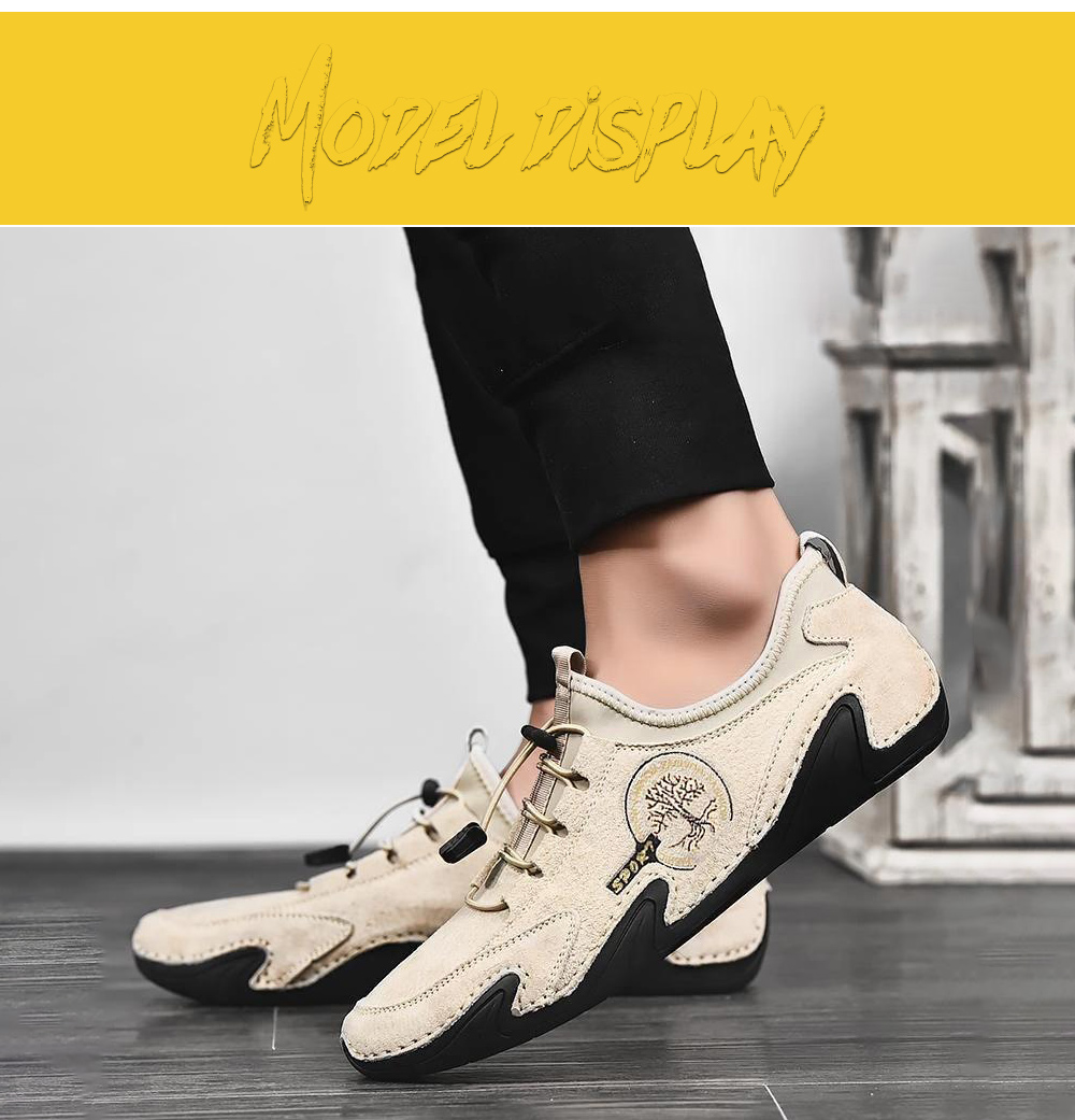 Men Octopus Large Size Soft Sole Casual Footwear Business Breathable Retro Male Shoes - Beige EU 48
