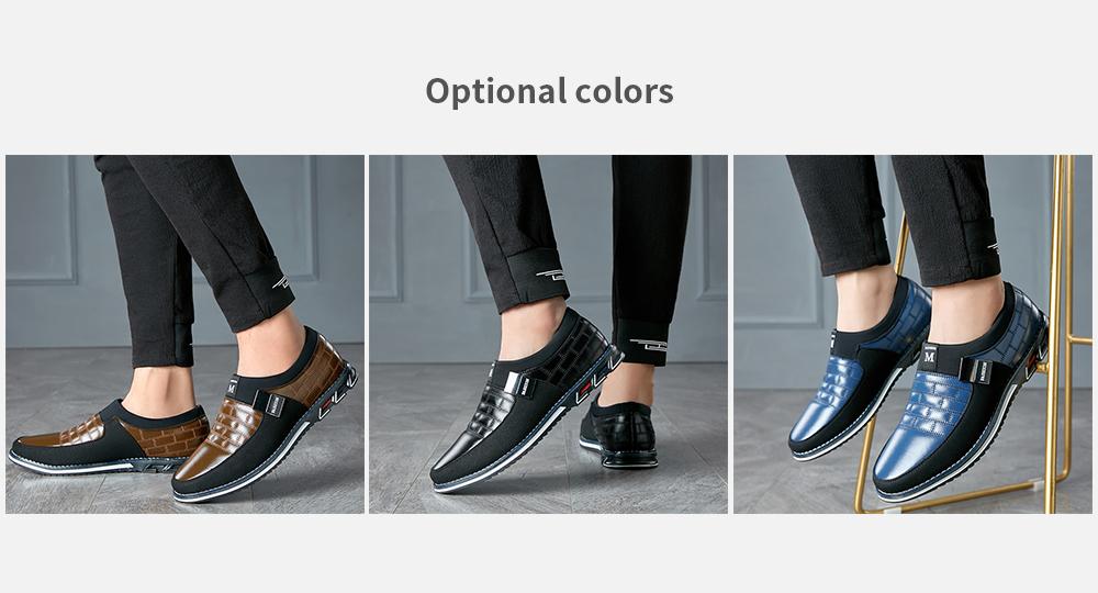 Men Casual Shoes First Layer Cowhide Leather Large Size Breathable- Black EU 45